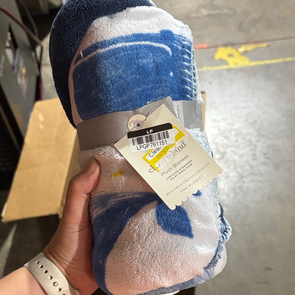 Cloud Island Blue and White Whale Baby Blanket - Picture 3 of 3